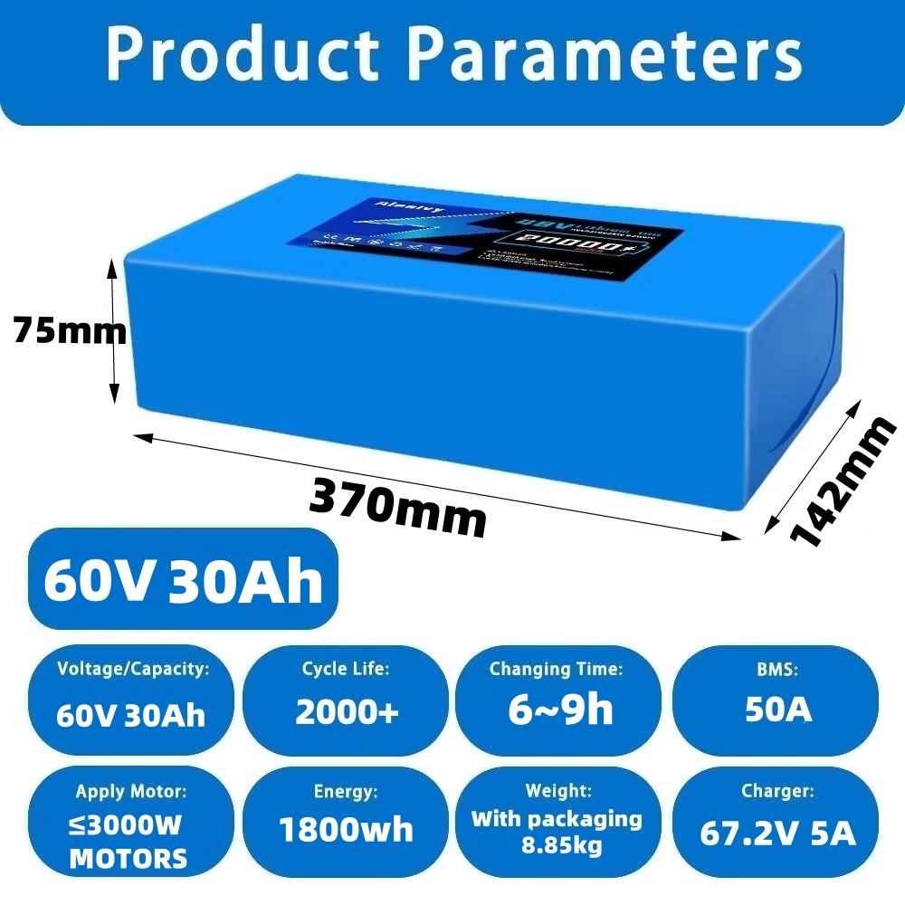 Aleaivy 60V Battery 20AH 30AH  - đánh giá và giá 60V 30Ah 21700 Battery Pack